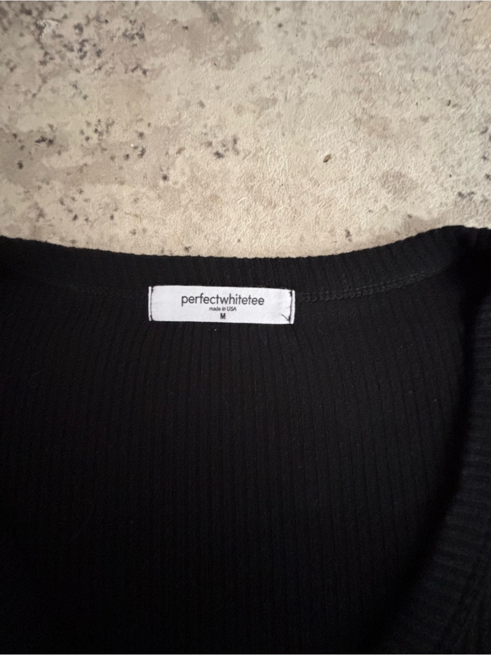 perfectwhitetee Black Ribbed V-Neck Evangeline Long Sleeve Top Size Medium - Picture 7 of 9